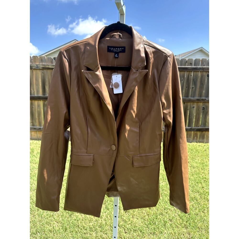 Laundry by Shelli Segal Pleather Brown Jacket Size Medium
